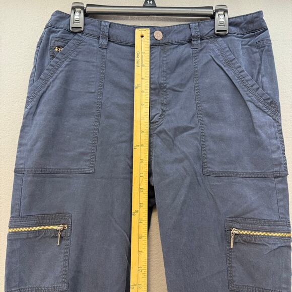 Soft Surroundings Cargo Pants Women's 12 Navy Blue Zipper Pockets Tapered Preppy - Picture 14 of 16
